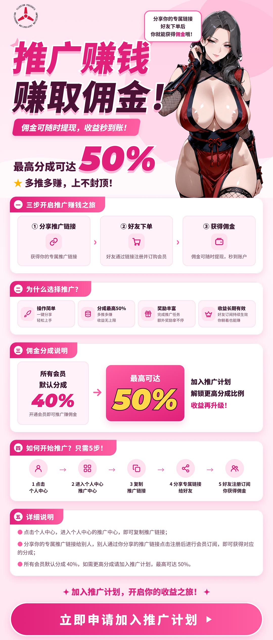 推广赚佣金，佣金可随时提现
